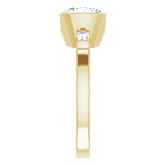 2.60 tcw Cushion Diamond GH/VS2+ Modern Three Stone Engagement Ring in 14KY | ViewE 2.60 tcw Cushion Diamond GH/VS2+ Modern Three Stone Engagement Ring in 14KY | ViewE