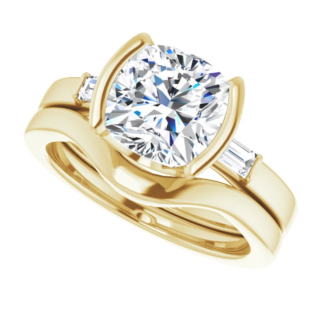 2.60 tcw Cushion Diamond GH/VS2+ Modern Three Stone Engagement Ring in 14KY | AllComponents_View5 2.60 tcw Cushion Diamond GH/VS2+ Modern Three Stone Engagement Ring in 14KY | AllComponents_View5