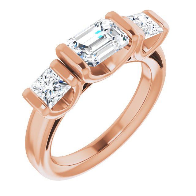 1.83 tcw Emerald Lab-Grown D/VVS2+ Suspended Three Stone Engagement Ring in 14KR | ViewA 1.83 tcw Emerald Lab-Grown D/VVS2+ Suspended Three Stone Engagement Ring in 14KR | ViewA