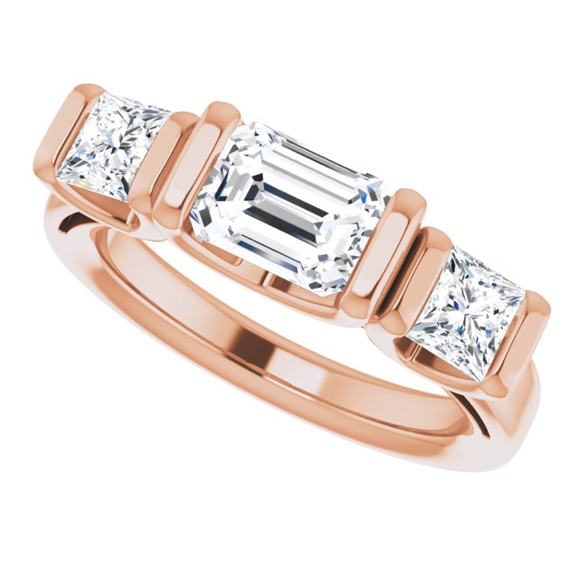 1.83 tcw Emerald Lab-Grown D/VVS2+ Suspended Three Stone Engagement Ring in 14KR | View5 1.83 tcw Emerald Lab-Grown D/VVS2+ Suspended Three Stone Engagement Ring in 14KR | View5
