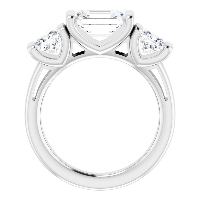2.95 tcw Emerald Diamond GH/VS2+ Suspended Three Stone Engagement Ring in 18KW | ViewB_4 2.95 tcw Emerald Diamond GH/VS2+ Suspended Three Stone Engagement Ring in 18KW | ViewB_4