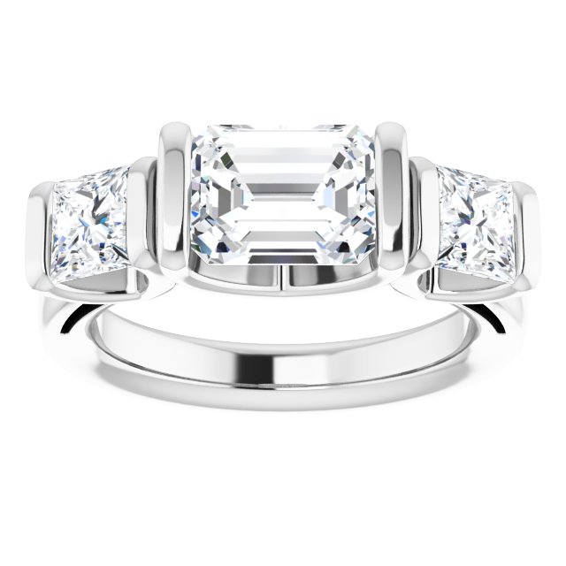 2.95 tcw Emerald Diamond GH/VS2+ Suspended Three Stone Engagement Ring in 18KW | ViewS 2.95 tcw Emerald Diamond GH/VS2+ Suspended Three Stone Engagement Ring in 18KW | ViewS