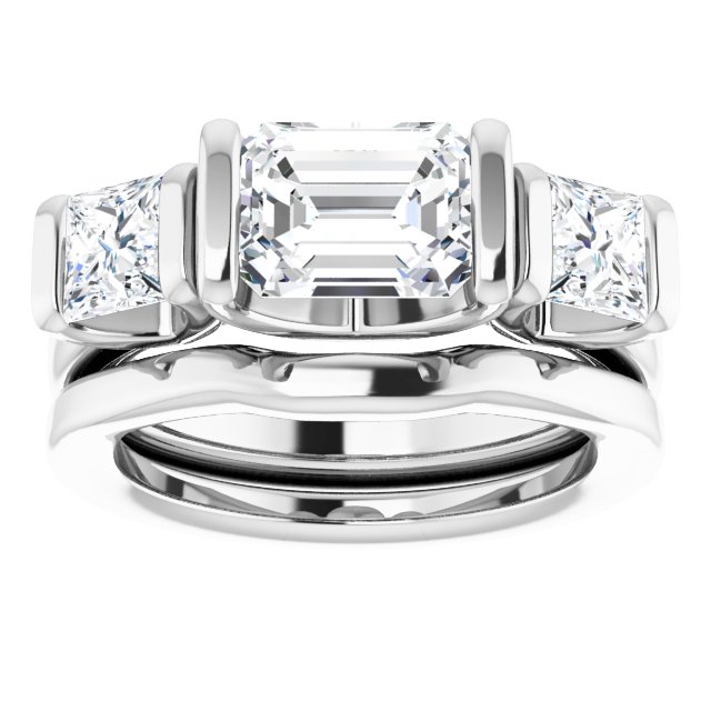 2.95 tcw Emerald Diamond GH/VS2+ Suspended Three Stone Engagement Ring in 18KW | AllComponents_ViewS 2.95 tcw Emerald Diamond GH/VS2+ Suspended Three Stone Engagement Ring in 18KW | AllComponents_ViewS
