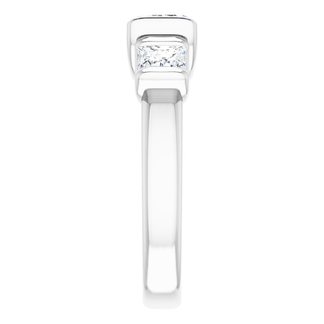 2.95 tcw Emerald Diamond GH/VS2+ Suspended Three Stone Engagement Ring in 18KW | ViewE 2.95 tcw Emerald Diamond GH/VS2+ Suspended Three Stone Engagement Ring in 18KW | ViewE