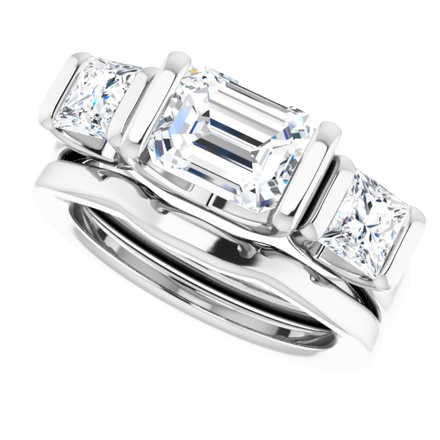 2.95 tcw Emerald Diamond GH/VS2+ Suspended Three Stone Engagement Ring in 18KW | AllComponents_View5 2.95 tcw Emerald Diamond GH/VS2+ Suspended Three Stone Engagement Ring in 18KW | AllComponents_View5