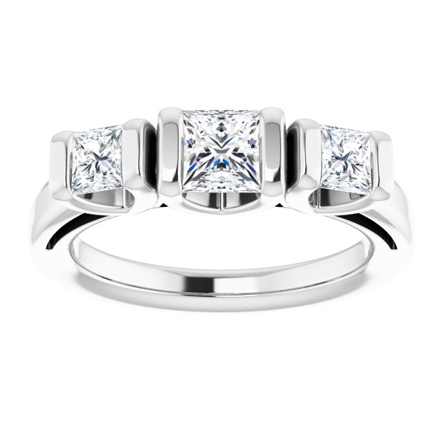 1.14 tcw Square Diamond D/VVS2+ Suspended Three Stone Engagement Ring in 18KW | ViewS 1.14 tcw Square Diamond D/VVS2+ Suspended Three Stone Engagement Ring in 18KW | ViewS
