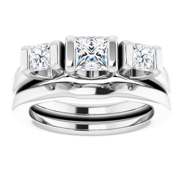 1.14 tcw Square Diamond D/VVS2+ Suspended Three Stone Engagement Ring in 18KW | AllComponents_ViewS 1.14 tcw Square Diamond D/VVS2+ Suspended Three Stone Engagement Ring in 18KW | AllComponents_ViewS
