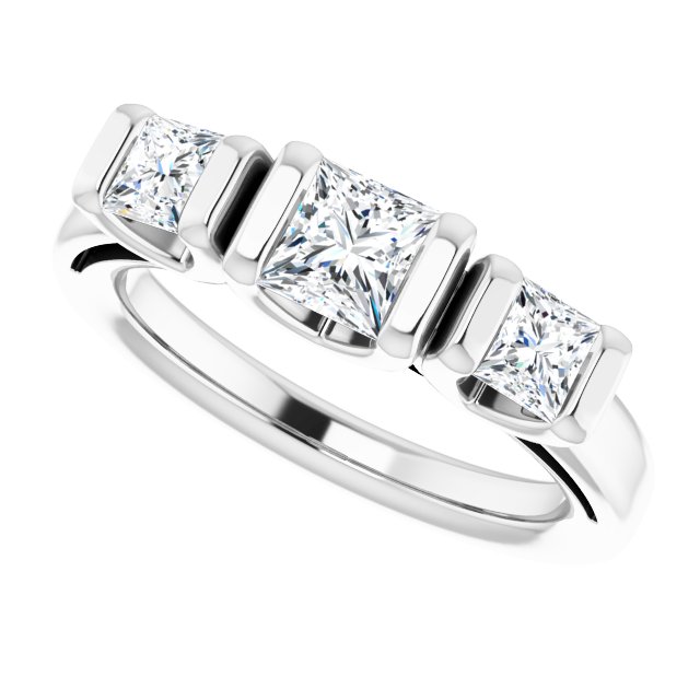1.14 tcw Square Diamond D/VVS2+ Suspended Three Stone Engagement Ring in 18KW | View5 1.14 tcw Square Diamond D/VVS2+ Suspended Three Stone Engagement Ring in 18KW | View5