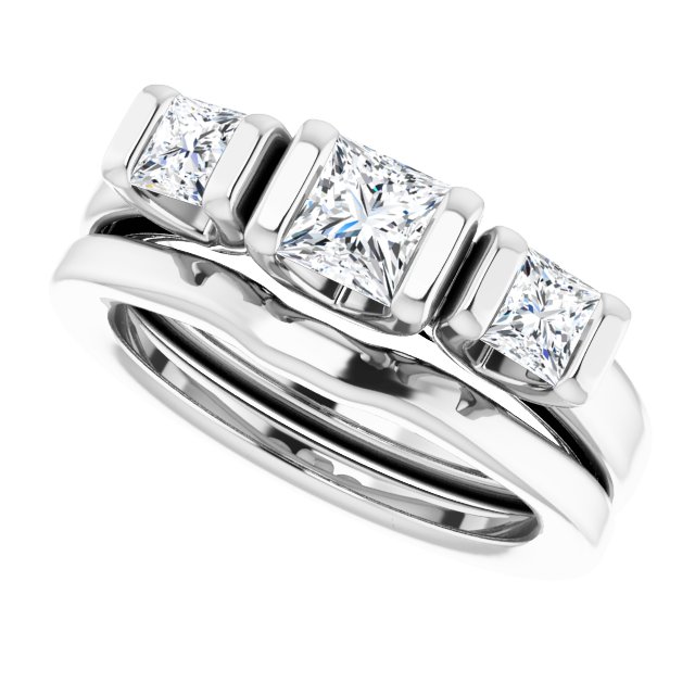 1.14 tcw Square Diamond D/VVS2+ Suspended Three Stone Engagement Ring in 18KW | AllComponents_View5 1.14 tcw Square Diamond D/VVS2+ Suspended Three Stone Engagement Ring in 18KW | AllComponents_View5