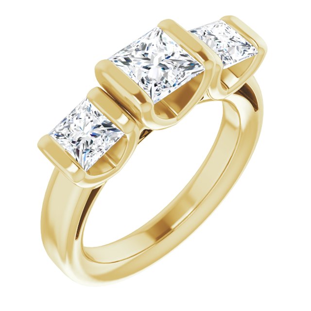 2.20 tcw Square Diamond D/VVS2+ Suspended Three Stone Engagement Ring in 18KY | ViewA