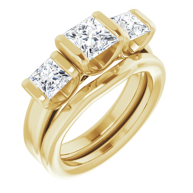2.20 tcw Square Diamond D/VVS2+ Suspended Three Stone Engagement Ring in 18KY | AllComponents_ViewA