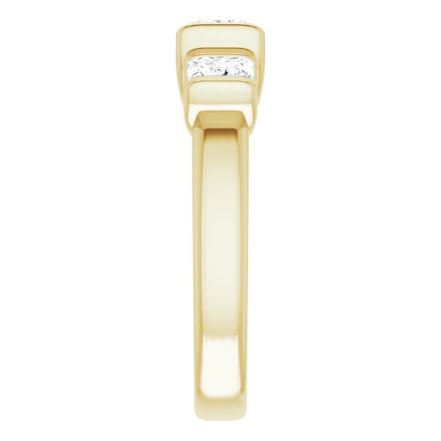2.20 tcw Square Diamond D/VVS2+ Suspended Three Stone Engagement Ring in 18KY | ViewE