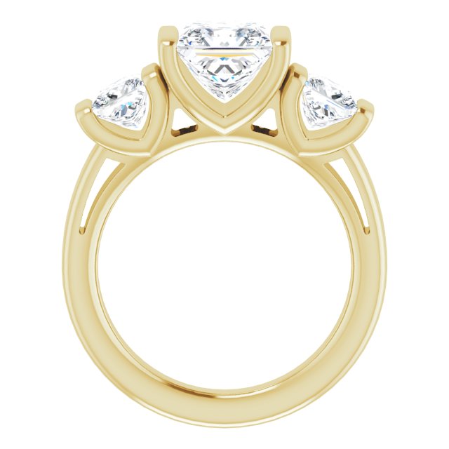 3.30 tcw Square Diamond EF/VS1+ Suspended Three Stone Engagement Ring in 18KY | ViewB_4 3.30 tcw Square Diamond EF/VS1+ Suspended Three Stone Engagement Ring in 18KY | ViewB_4