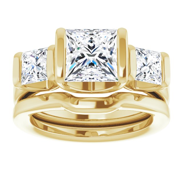3.30 tcw Square Diamond EF/VS1+ Suspended Three Stone Engagement Ring in 18KY | AllComponents_ViewS 3.30 tcw Square Diamond EF/VS1+ Suspended Three Stone Engagement Ring in 18KY | AllComponents_ViewS