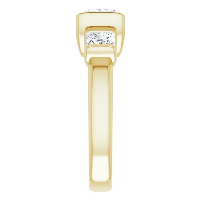 3.30 tcw Square Diamond EF/VS1+ Suspended Three Stone Engagement Ring in 18KY | ViewE 3.30 tcw Square Diamond EF/VS1+ Suspended Three Stone Engagement Ring in 18KY | ViewE