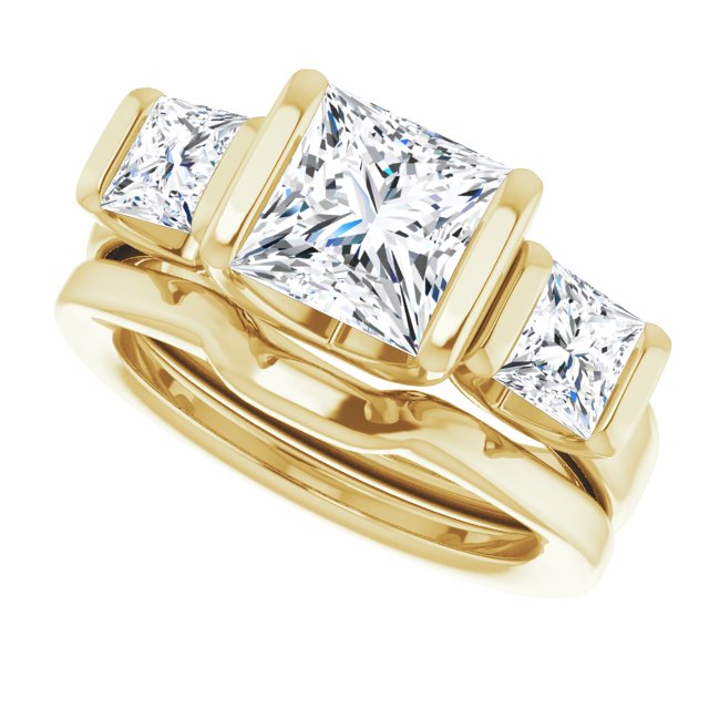 3.30 tcw Square Diamond EF/VS1+ Suspended Three Stone Engagement Ring in 18KY | AllComponents_View5 3.30 tcw Square Diamond EF/VS1+ Suspended Three Stone Engagement Ring in 18KY | AllComponents_View5