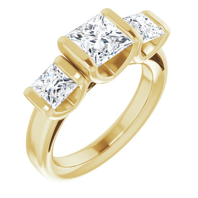 2.50 tcw Square Diamond D/VVS2+ Suspended Three Stone Engagement Ring in 18KY | ViewA 2.50 tcw Square Diamond D/VVS2+ Suspended Three Stone Engagement Ring in 18KY | ViewA