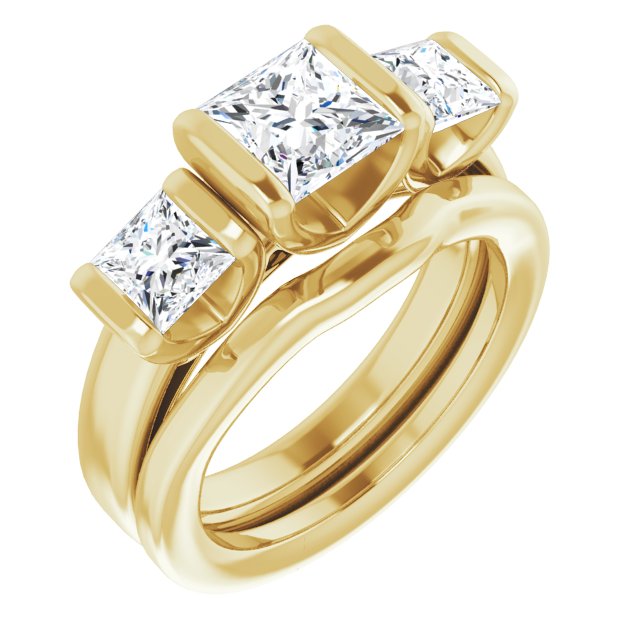 2.50 tcw Square Diamond D/VVS2+ Suspended Three Stone Engagement Ring in 18KY | AllComponents_ViewA 2.50 tcw Square Diamond D/VVS2+ Suspended Three Stone Engagement Ring in 18KY | AllComponents_ViewA