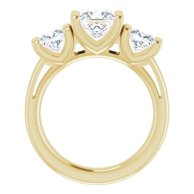 2.50 tcw Square Diamond D/VVS2+ Suspended Three Stone Engagement Ring in 18KY | ViewB_4 2.50 tcw Square Diamond D/VVS2+ Suspended Three Stone Engagement Ring in 18KY | ViewB_4