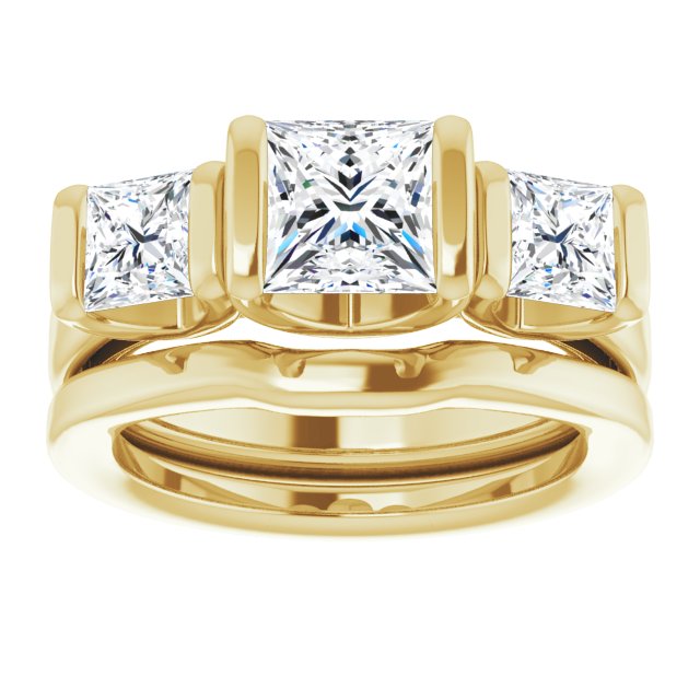 2.50 tcw Square Diamond D/VVS2+ Suspended Three Stone Engagement Ring in 18KY | AllComponents_ViewS 2.50 tcw Square Diamond D/VVS2+ Suspended Three Stone Engagement Ring in 18KY | AllComponents_ViewS