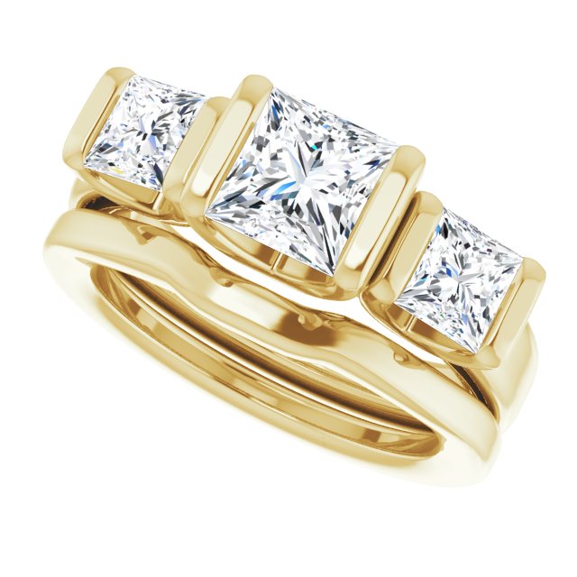 2.50 tcw Square Diamond D/VVS2+ Suspended Three Stone Engagement Ring in 18KY | AllComponents_View5 2.50 tcw Square Diamond D/VVS2+ Suspended Three Stone Engagement Ring in 18KY | AllComponents_View5
