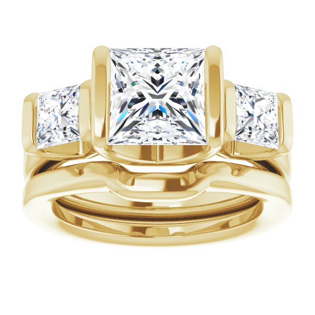 3.70 tcw Square Diamond GH/VS2+ Suspended Three Stone Engagement Ring in 14KY | AllComponents_ViewS