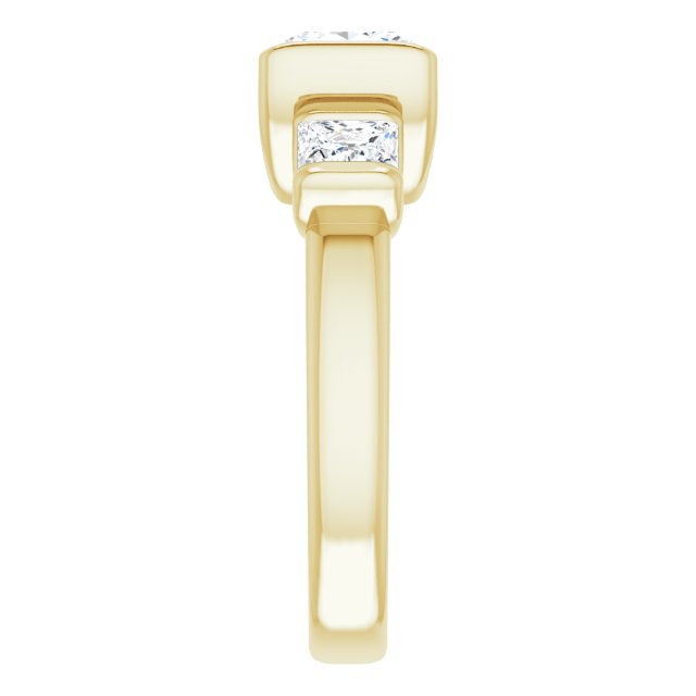 3.70 tcw Square Diamond GH/VS2+ Suspended Three Stone Engagement Ring in 14KY | ViewE