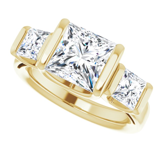 3.70 tcw Square Diamond GH/VS2+ Suspended Three Stone Engagement Ring in 14KY | View5