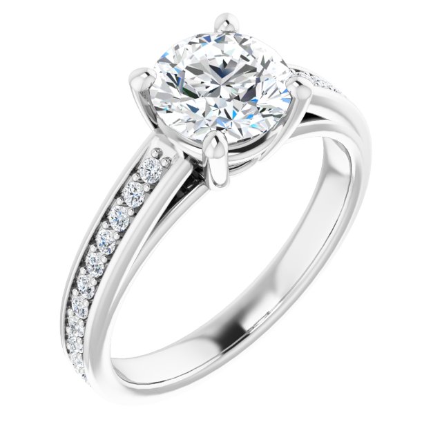 1.44 Round Lab-Grown GH/VS2+ Cathedral Sidestone Engagement Ring in PLAT | ViewA
