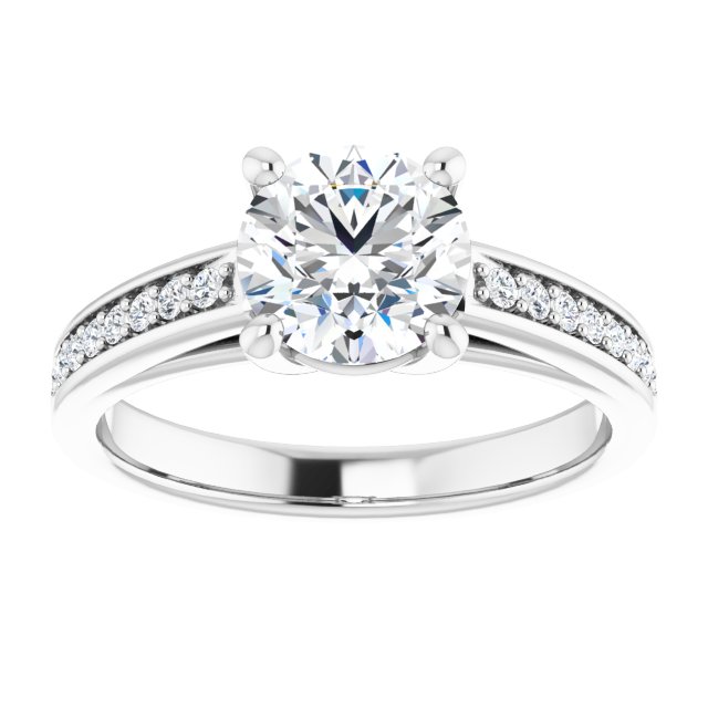 1.44 Round Lab-Grown GH/VS2+ Cathedral Sidestone Engagement Ring in PLAT | ViewS