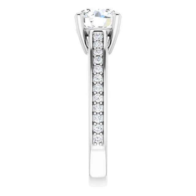 1.44 Round Lab-Grown GH/VS2+ Cathedral Sidestone Engagement Ring in PLAT | ViewE