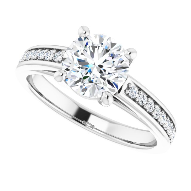 1.44 Round Lab-Grown GH/VS2+ Cathedral Sidestone Engagement Ring in PLAT | View5