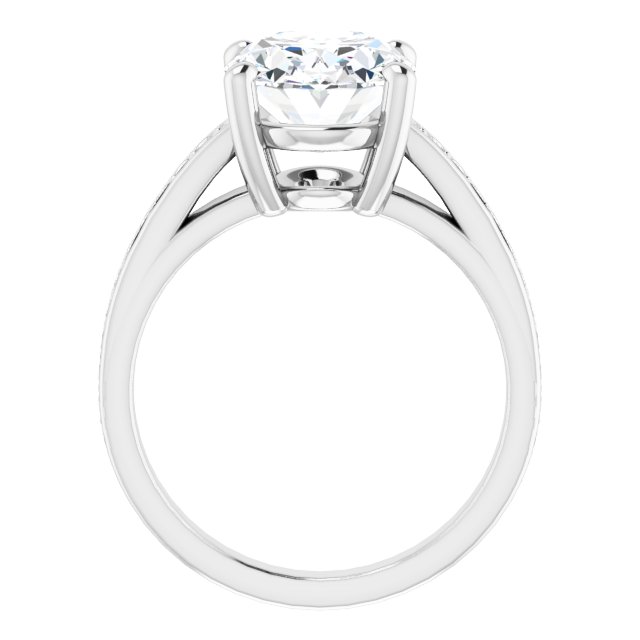 4.44 Oval Moissanite DEF/VVS Cathedral Sidestone Engagement Ring in 14KW | ViewB_4 4.44 Oval Moissanite DEF/VVS Cathedral Sidestone Engagement Ring in 14KW | ViewB_4