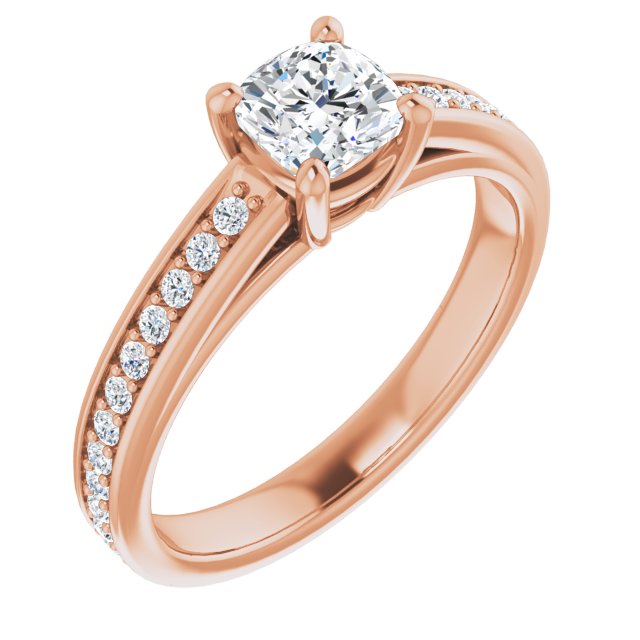 0.86 Cushion Diamond D/VVS2+ Cathedral Sidestone Engagement Ring in 18KR | ViewA 0.86 Cushion Diamond D/VVS2+ Cathedral Sidestone Engagement Ring in 18KR | ViewA