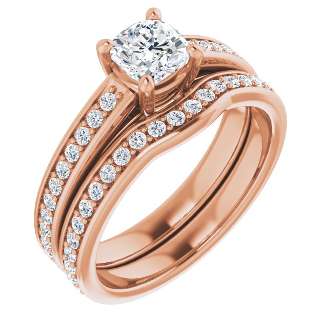 0.86 Cushion Diamond D/VVS2+ Cathedral Sidestone Engagement Ring in 18KR | AllComponents_ViewA 0.86 Cushion Diamond D/VVS2+ Cathedral Sidestone Engagement Ring in 18KR | AllComponents_ViewA