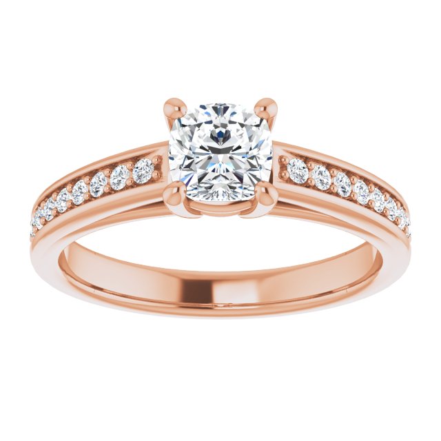 0.86 Cushion Diamond D/VVS2+ Cathedral Sidestone Engagement Ring in 18KR | ViewS 0.86 Cushion Diamond D/VVS2+ Cathedral Sidestone Engagement Ring in 18KR | ViewS