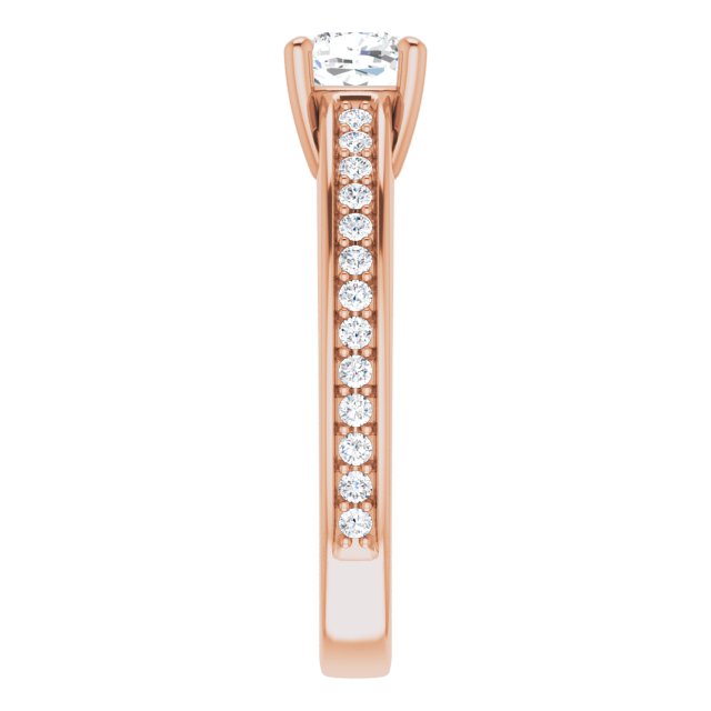 0.86 Cushion Diamond D/VVS2+ Cathedral Sidestone Engagement Ring in 18KR | ViewE 0.86 Cushion Diamond D/VVS2+ Cathedral Sidestone Engagement Ring in 18KR | ViewE