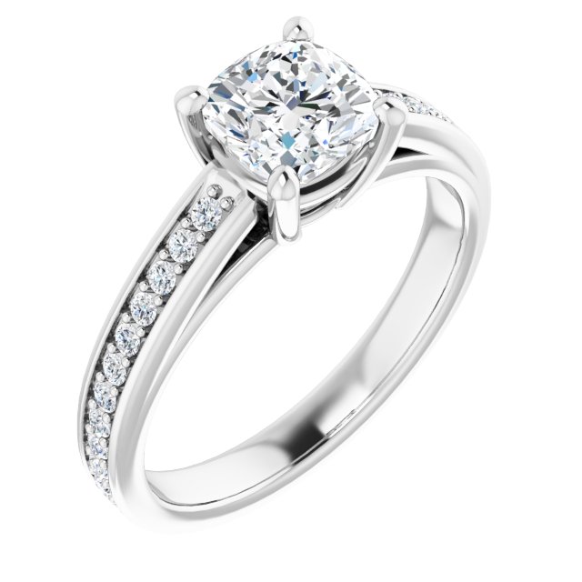 1.36 Cushion Diamond EF/VS1+ Cathedral Sidestone Engagement Ring in 14KW | ViewA 1.36 Cushion Diamond EF/VS1+ Cathedral Sidestone Engagement Ring in 14KW | ViewA