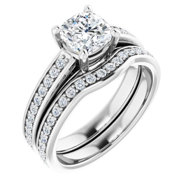 1.36 Cushion Diamond EF/VS1+ Cathedral Sidestone Engagement Ring in 14KW | AllComponents_ViewA 1.36 Cushion Diamond EF/VS1+ Cathedral Sidestone Engagement Ring in 14KW | AllComponents_ViewA