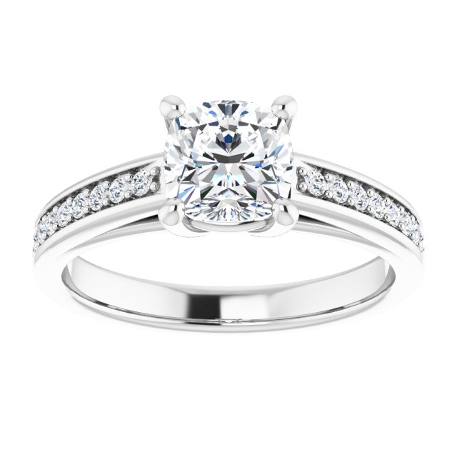 1.36 Cushion Diamond EF/VS1+ Cathedral Sidestone Engagement Ring in 14KW | ViewS 1.36 Cushion Diamond EF/VS1+ Cathedral Sidestone Engagement Ring in 14KW | ViewS