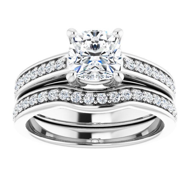 1.36 Cushion Diamond EF/VS1+ Cathedral Sidestone Engagement Ring in 14KW | AllComponents_ViewS 1.36 Cushion Diamond EF/VS1+ Cathedral Sidestone Engagement Ring in 14KW | AllComponents_ViewS