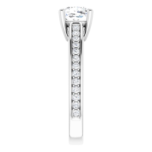 1.36 Cushion Diamond EF/VS1+ Cathedral Sidestone Engagement Ring in 14KW | ViewE 1.36 Cushion Diamond EF/VS1+ Cathedral Sidestone Engagement Ring in 14KW | ViewE