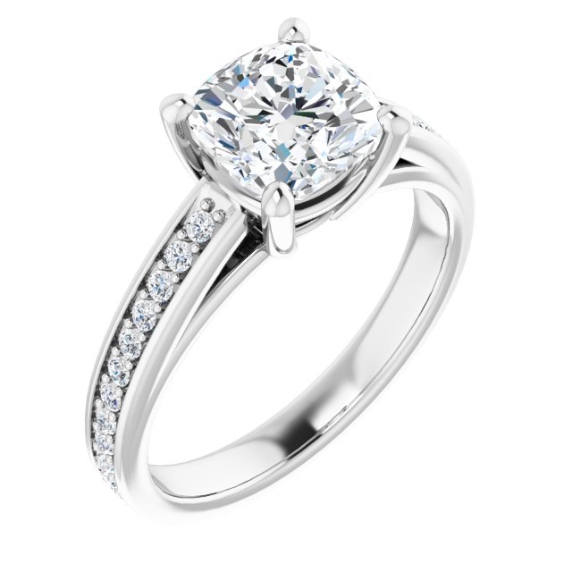 1.96 Cushion Lab-Grown D/VVS2+ Cathedral Sidestone Engagement Ring in 14KW | ViewA 1.96 Cushion Lab-Grown D/VVS2+ Cathedral Sidestone Engagement Ring in 14KW | ViewA