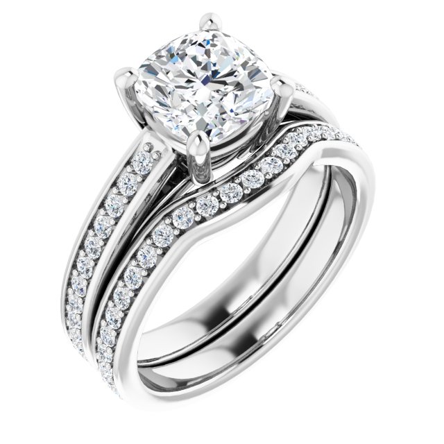 1.96 Cushion Lab-Grown D/VVS2+ Cathedral Sidestone Engagement Ring in 14KW | AllComponents_ViewA 1.96 Cushion Lab-Grown D/VVS2+ Cathedral Sidestone Engagement Ring in 14KW | AllComponents_ViewA
