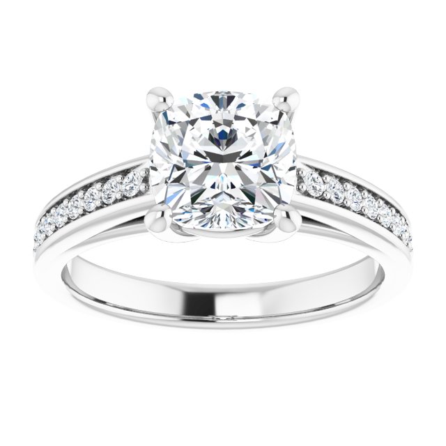 1.96 Cushion Lab-Grown D/VVS2+ Cathedral Sidestone Engagement Ring in 14KW | ViewS 1.96 Cushion Lab-Grown D/VVS2+ Cathedral Sidestone Engagement Ring in 14KW | ViewS