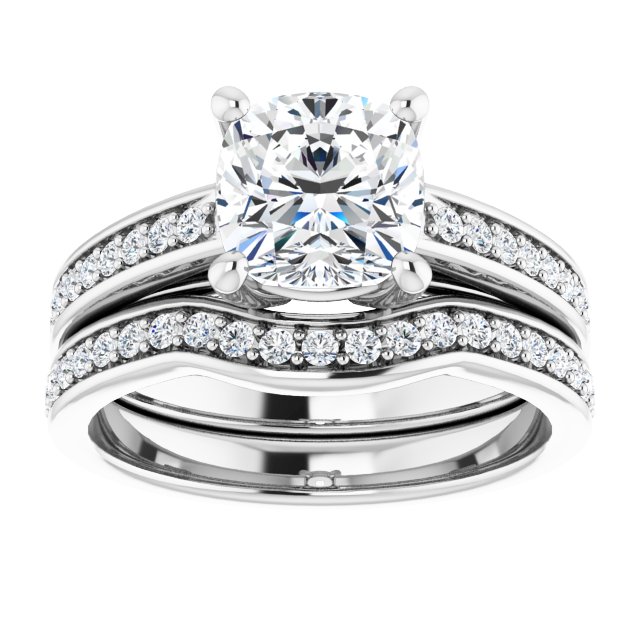 1.96 Cushion Lab-Grown D/VVS2+ Cathedral Sidestone Engagement Ring in 14KW | AllComponents_ViewS 1.96 Cushion Lab-Grown D/VVS2+ Cathedral Sidestone Engagement Ring in 14KW | AllComponents_ViewS