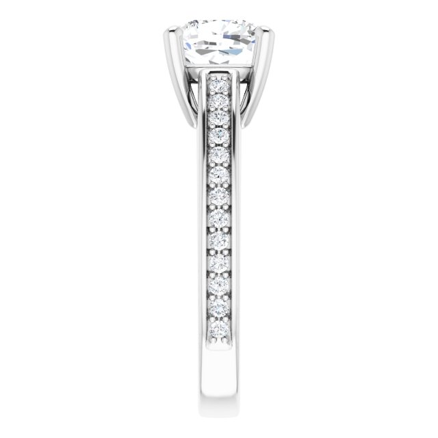 1.96 Cushion Lab-Grown D/VVS2+ Cathedral Sidestone Engagement Ring in 14KW | ViewE 1.96 Cushion Lab-Grown D/VVS2+ Cathedral Sidestone Engagement Ring in 14KW | ViewE