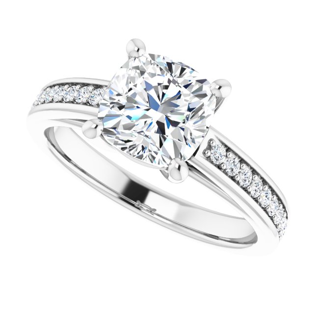 1.96 Cushion Lab-Grown D/VVS2+ Cathedral Sidestone Engagement Ring in 14KW | View5 1.96 Cushion Lab-Grown D/VVS2+ Cathedral Sidestone Engagement Ring in 14KW | View5
