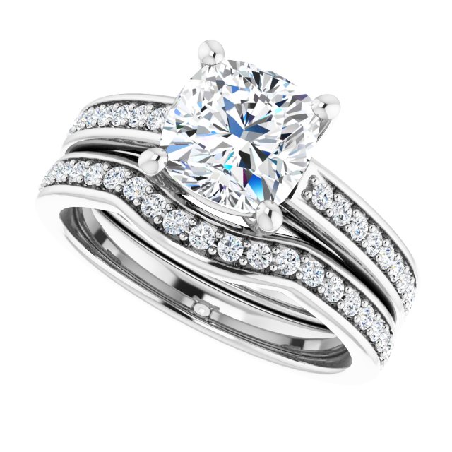 1.96 Cushion Lab-Grown D/VVS2+ Cathedral Sidestone Engagement Ring in 14KW | AllComponents_View5 1.96 Cushion Lab-Grown D/VVS2+ Cathedral Sidestone Engagement Ring in 14KW | AllComponents_View5