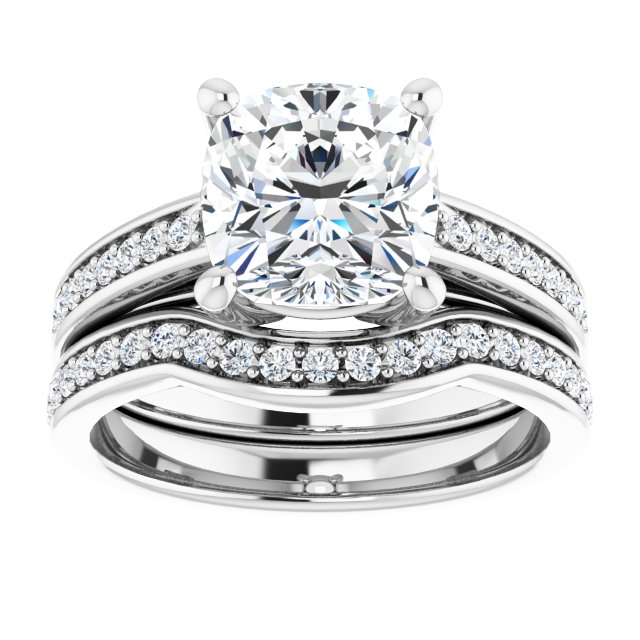 2.66 Cushion Lab-Grown D/VVS2+ Cathedral Sidestone Engagement Ring in 14KW | AllComponents_ViewS